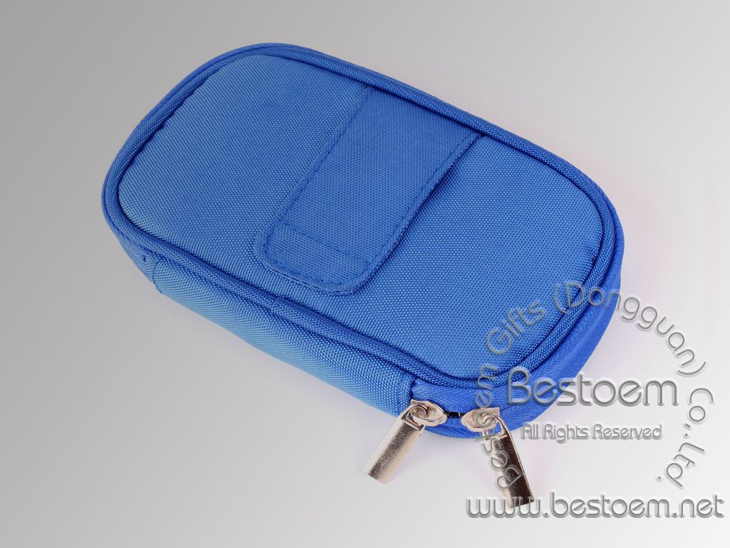 Nylon hard disk bag in blue color back view