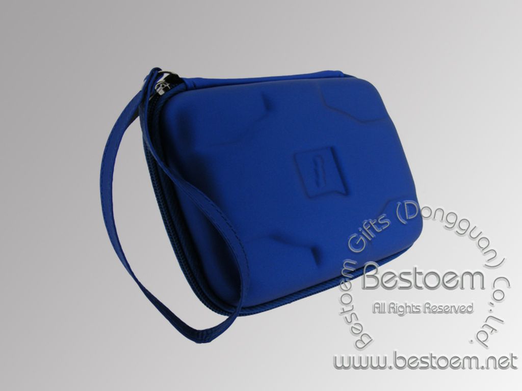 HDD carrying case with wrist strap in blue color