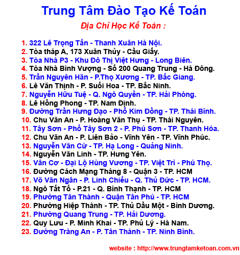 địa chỉ học kế toán