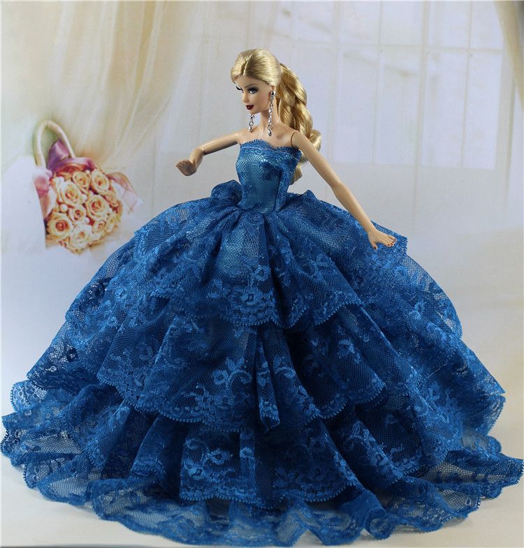 Blue Fashion Royalty Princess Party Dressclothesgown For Barbie Doll E03 1067