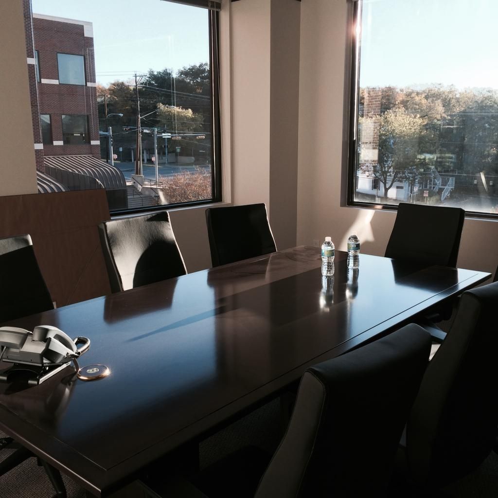 conference table by windows