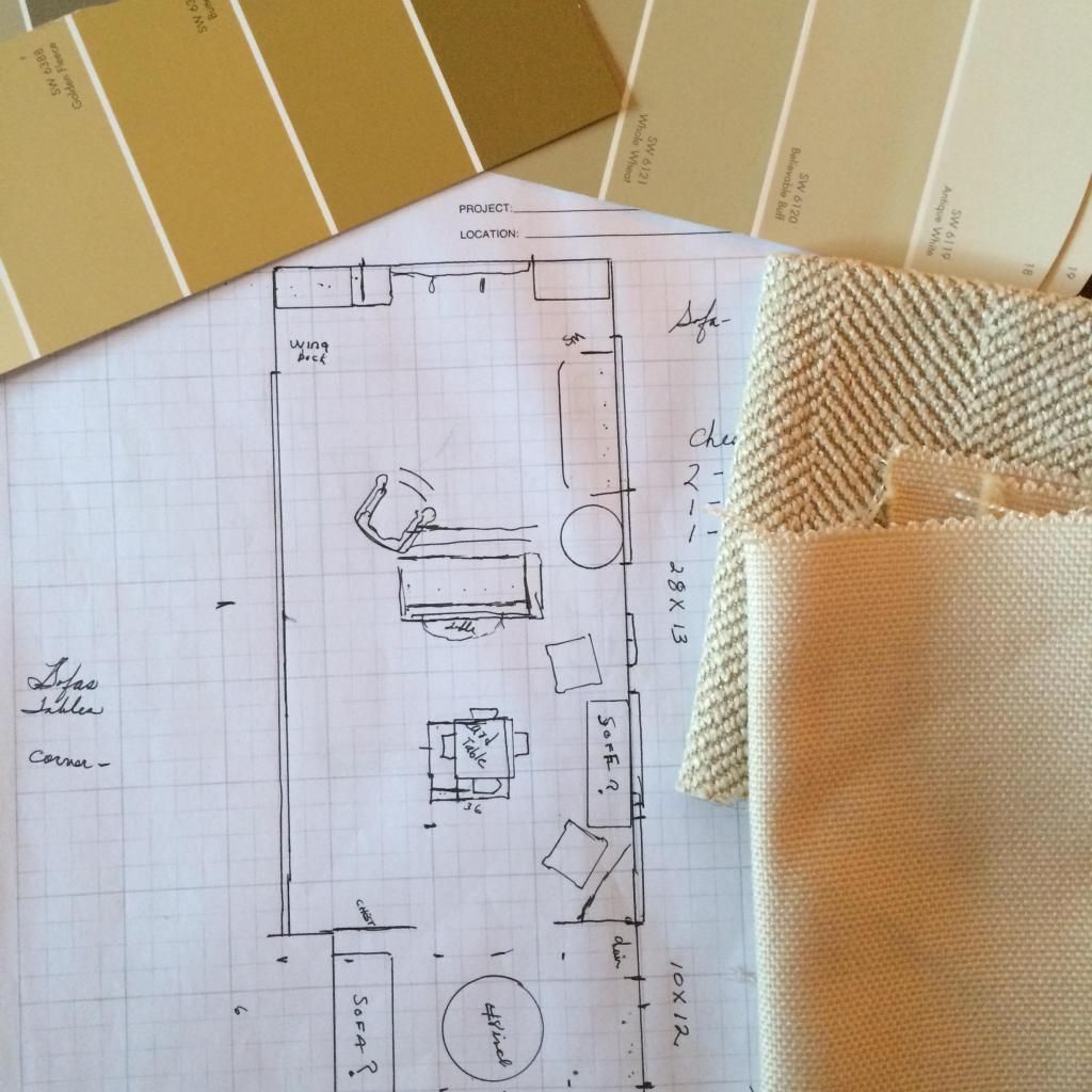 floor plan sketch beige fabric paint swatch