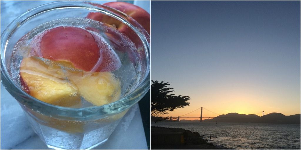 nectarine vodka soda and golden gate bridge