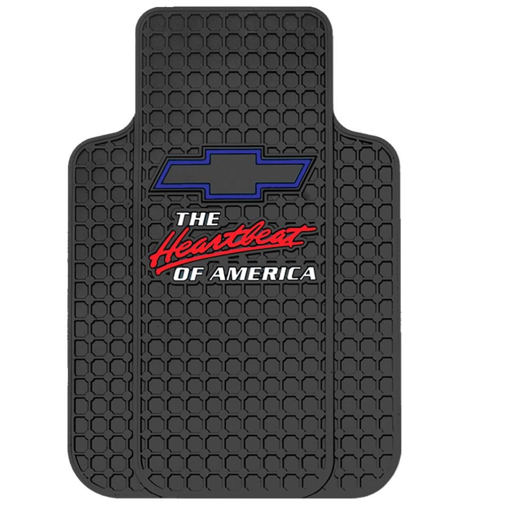 4pc Chevrolet Chevy Heartbeat Of America Black Rubber Floor Mats Made