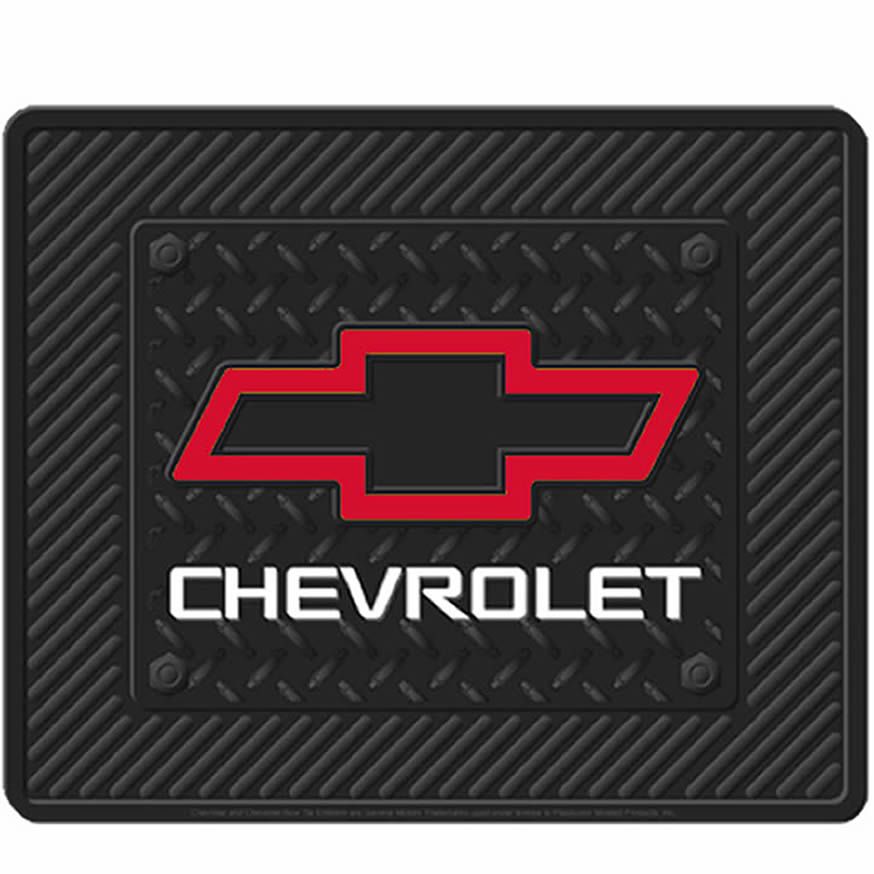 4pc Chevrolet Chevy Red Bowtie Racing Style Black Rubber Floor Mats